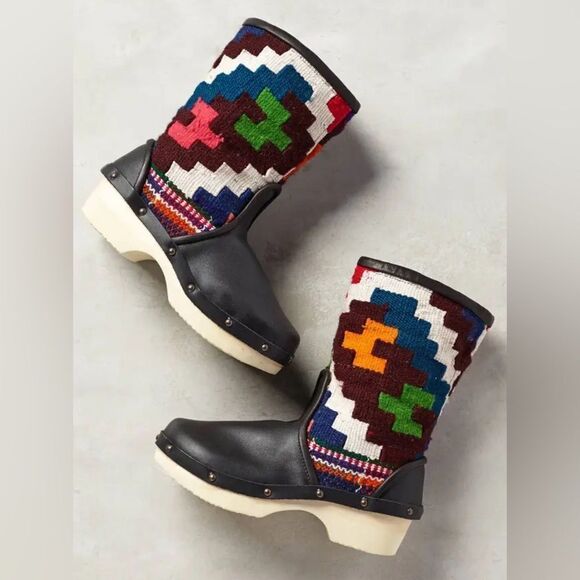 Rosa Mosa Vintage Carpet Tapestry Leather Boots NIB RARE! - Picture 1 of 13